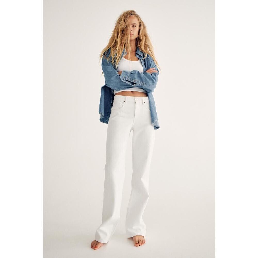 NWOT Zara Jeans Women’s Size 0 White High Rise Wide Leg Jeans